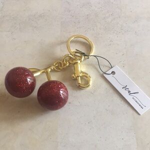 Gold and Red Glitter Keychain by